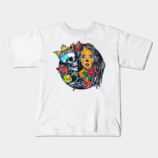 Girl with romantic skull Kids T-Shirt